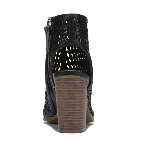 NIB BLACK Woven Peep Toe Block Heel Ankle Bootie - Picture 8 of 8